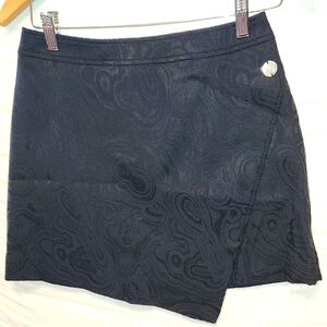 Versace Black/navy Wave Print Stretch Mini Assymetrical Front Hem Skirt sz 4